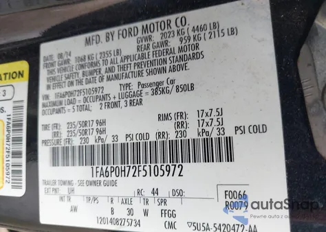 2015 Ford Fusion Se z USA, uszkodzony, nr VIN 1FA6P0H72F5105972